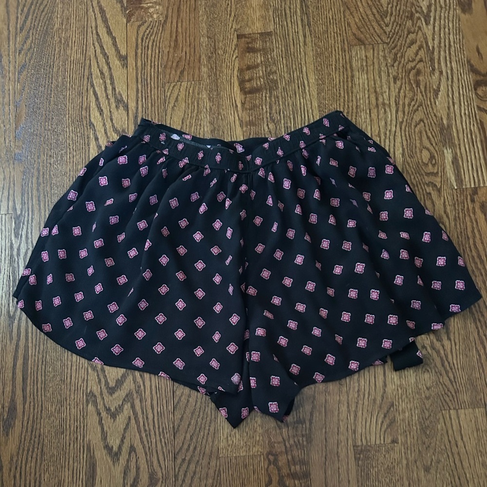 Hollister Black Pink Floral Tile Print Wrap Skort Y2K Boho Festival Mini Medium - Picture 4 of 6